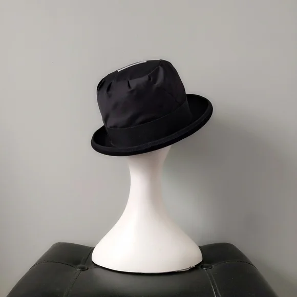 Rare Vintage 1990's Emporio Armani Italy Archival Satin Top Wool Hard Bowler Hat